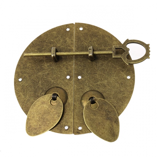 Imagen de Cerraduras Maletín Aleación de Tono Bronce 10.8cm x 10.5cm, 1 Juego