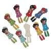 Picture of Wood Sewing Buttons Scrapbooking Girl At Random 2 Holes 35mm(1 3/8") x 12mm( 4/8"), 9 PCs