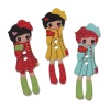 Picture of Wood Sewing Buttons Scrapbooking Girl At Random 2 Holes 35mm(1 3/8") x 12mm( 4/8"), 9 PCs