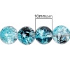 Bild von Glas Perlen Rund Azurblau ca. 10mm D., Loch: 1.4mm, 80cm lang/Strang, 1 Strang (ca. 84 Stk./Strang,