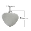Picture of Stainless Steel Pendants Heart Silver Tone Blank Stamping Tags One Side 34mm x 33mm, 5 PCs