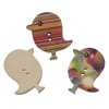 Picture of Wood Sewing Buttons Scrapbooking 2 Holes Bird Animal At Random 30mm(1 1/8") x 28mm(1 1/8"), 100 PCs