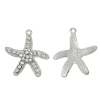 Picture of Ocean Jewelry Zinc Based Alloy Charms Star Fish Silver Tone Clear Rhinestone 28mm(1 1/8") x 26mm(1"), 5 PCs