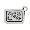 Picture of Zinc Metal Alloy Charm Pendants Rectangle Antique Silver Star & Moon Message " Tarot " Carved 18mm(6/8") x 14mm(4/8"), 20 PCs
