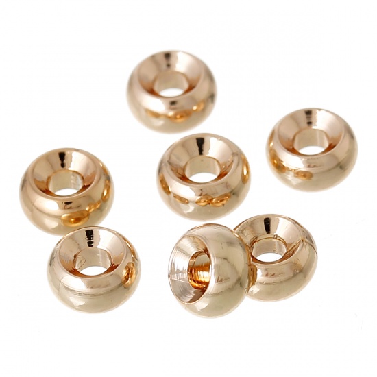 Picture of Copper Spacer Beads Drum 14K Gold Plated About 5.0mm( 2/8") x 3.0mm( 1/8"), Hole:Approx 2.0mm, 20 PCs