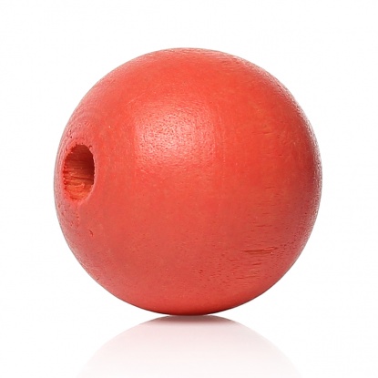 Bild von Holz Perlen Rund Wassermelonenrot 20mm D., Loch: 3mm-3.5mm, 50 Stück