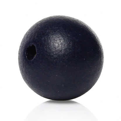 Bild von Holz Perlen Rund Marineblau 20mm D., Loch: 3mm-3.5mm, 50 Stück