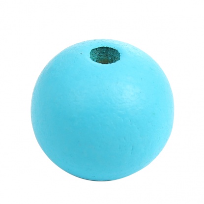 Picture of Wood Spacer Beads Round Lightblue About 20mm Dia, Hole: Approx 3.5mm - 3mm, 50 PCs