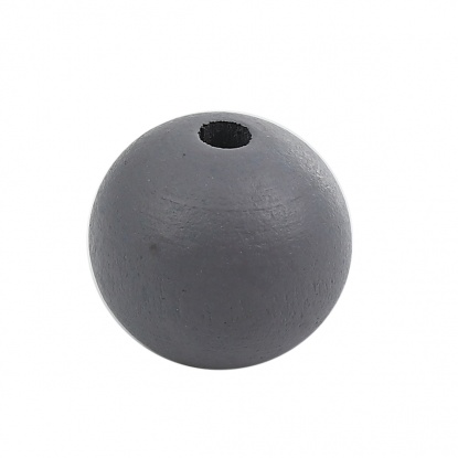 ウッド スペーサ ビーズ 円形 グレー 約 20mm直径、 穴：約 3mm-3.5mm、 50 個 の画像
