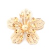 Immagine di Copper Filigree Stamping Embellishments Gold Plated Flower (Can Hold ss10 Pointed Back Rhinestone) 27mm x 26mm, 3 PCs