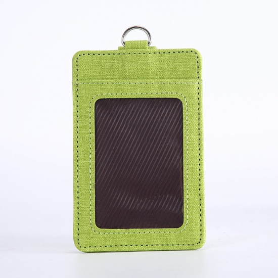 Picture of PU Leather ID Card Badge Holders Fruit Green 11cm x 7.2cm, 1 Piece