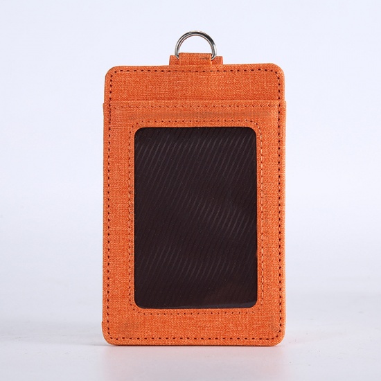 Picture of PU Leather ID Card Badge Holders Orange 11cm x 7.2cm, 1 Piece