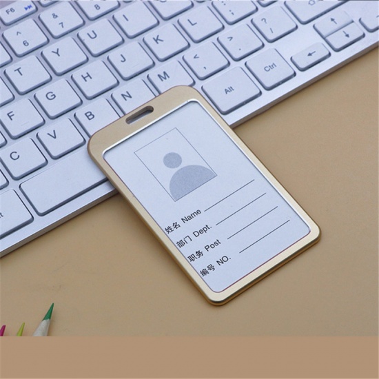 Picture of Aluminum Alloy ID Card Badge Holders Gold Plated 9.8cm x 5.8cm, 1 Piece