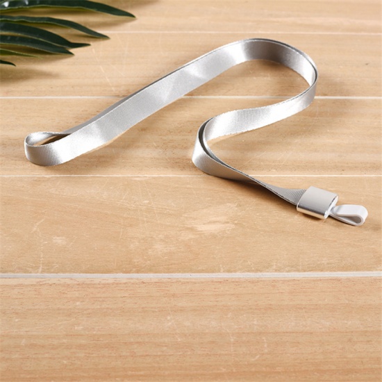 Picture of Aluminum Alloy ID Holder Neck Strap Lanyard Silver Color 46cm, 5 PCs