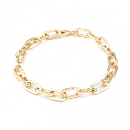 Picture of Lobster Clasp Bracelets Oval 16K Real Gold Plated 22.5cm(8 7/8") long, 1 Piece