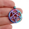 Picture of Zinc Based Alloy Galaxy Pendants Round Blue Pentagram Star AB Color 33mm x 27mm, 1 Packet ( 4 PCs/Packet)