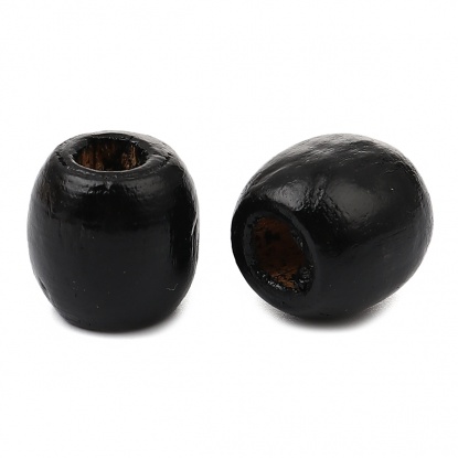 Bild von Hinoki Holz Zwischenperlen Spacer Perlen Barrel Schwarz ca. 17mm x 16mm, Loch: ca. 7mm, 200 Stück