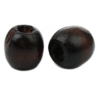 Bild von Hinoki Holz Zwischenperlen Spacer Perlen Barrel Kaffeebraun ca. 17mm x 16mm, Loch: ca. 7mm, 200 Stück