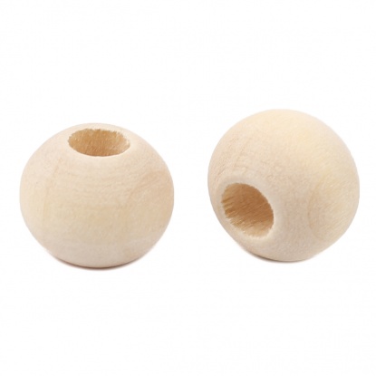 Picture of Hinoki Wood Spacer Beads Round Natural About 10mm Dia., Hole: Approx 3.9mm, 300 PCs