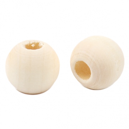 Picture of Hinoki Wood Spacer Beads Round Natural About 12mm Dia., Hole: Approx 5mm, 200 PCs