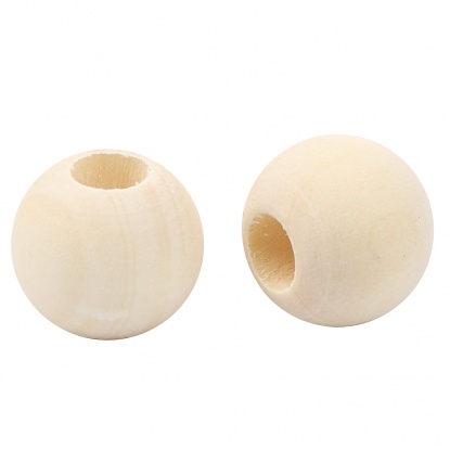 Picture of Hinoki Wood Spacer Beads Round Natural About 15mm Dia., Hole: Approx 6.3mm, 100 PCs