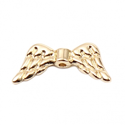 Picture of Zinc Based Alloy Spacer Beads Wing 16K Real Gold Plated About 19mm x 8mm, Hole: Approx 1.1mm, 10 PCs