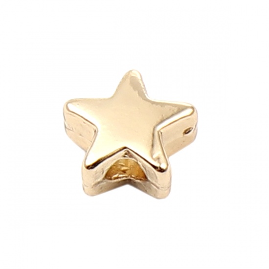 Picture of Zinc Based Alloy Galaxy Spacer Beads Star 16K Real Gold Plated About 5mm x 5mm, Hole: Approx 1.4mm, 10 PCs