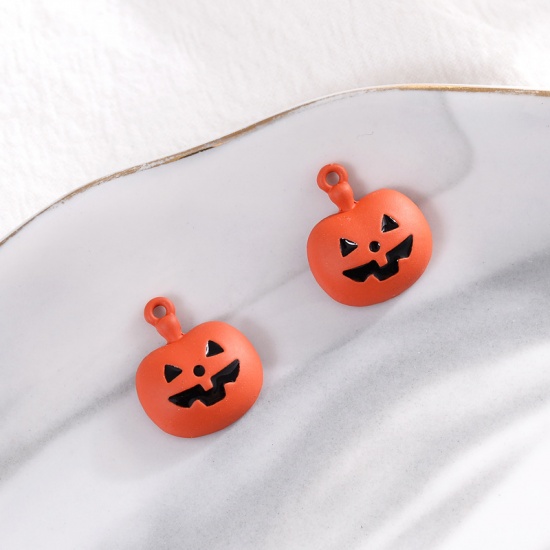 Picture of Zinc Based Alloy Charms Orange-red Halloween Pumpkin 10 PCs