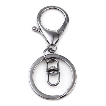 Bild von Keychain & Keyring Gunmetal Circle Ring Infinity Symbol 70mm x 30mm, 1 Packet ( 5 PCs/Packet)