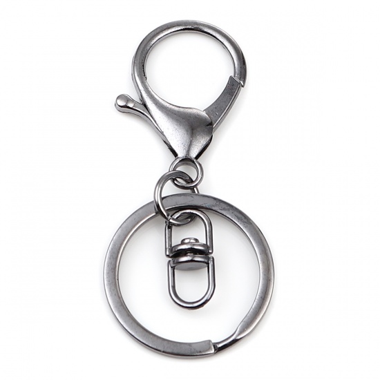 Picture of Keychain & Keyring Gunmetal Circle Ring Infinity Symbol 70mm x 30mm, 1 Packet ( 5 PCs/Packet)