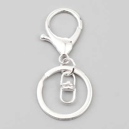 Bild von Keychain & Keyring Silver Plated Circle Ring Infinity Symbol 70mm x 30mm, 1 Packet ( 5 PCs/Packet)