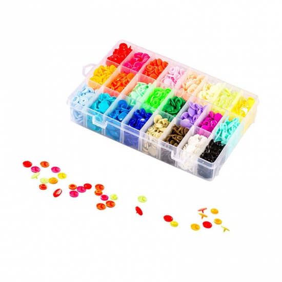 Immagine di Resin Snap Fastener Buttons Round Multicolor DIY Craft Accessories 17.3cm x 9.7cm, 1 Set
