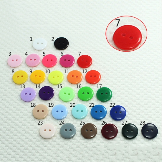 Picture of Resin Sewing Buttons Scrapbooking 2 Holes Round Red 18mm Dia, 100 PCs