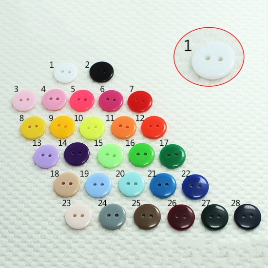 Immagine di Resin Sewing Buttons Scrapbooking 2 Holes Round White 20mm Dia, 100 PCs