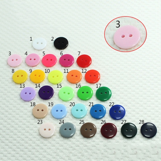 Immagine di Resin Sewing Buttons Scrapbooking 2 Holes Round Light Pink 20mm Dia, 100 PCs
