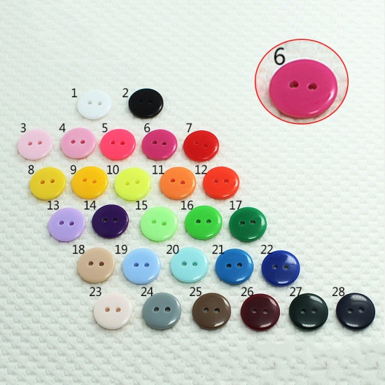 Immagine di Resin Sewing Buttons Scrapbooking 2 Holes Round Fuchsia 20mm Dia, 100 PCs