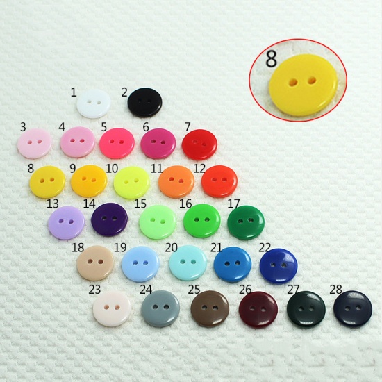 Immagine di Resin Sewing Buttons Scrapbooking 2 Holes Round Pale Yellow 20mm Dia, 100 PCs