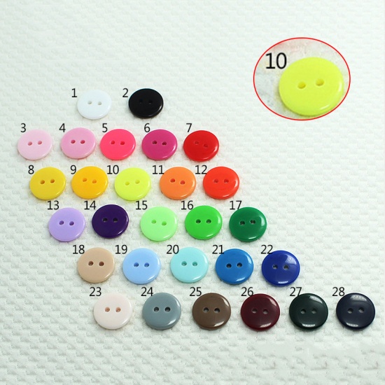 Immagine di Resin Sewing Buttons Scrapbooking 2 Holes Round Neon Yellow 20mm Dia, 100 PCs
