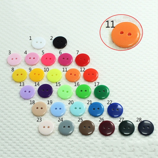 Immagine di Resin Sewing Buttons Scrapbooking 2 Holes Round Orange 20mm Dia, 100 PCs