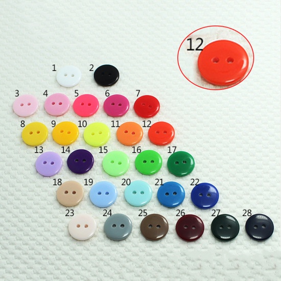 Immagine di Resin Sewing Buttons Scrapbooking 2 Holes Round Red 20mm Dia, 100 PCs