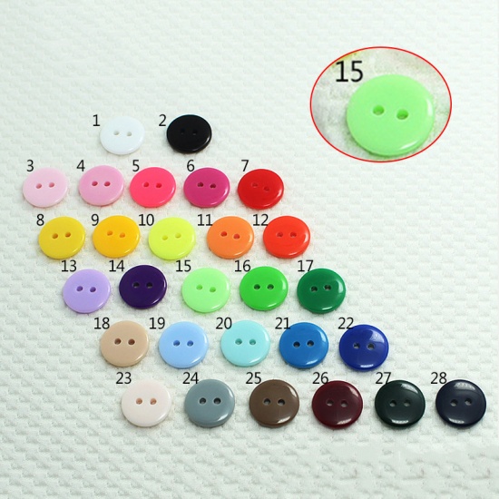 Immagine di Resin Sewing Buttons Scrapbooking 2 Holes Round Light Green 20mm Dia, 100 PCs