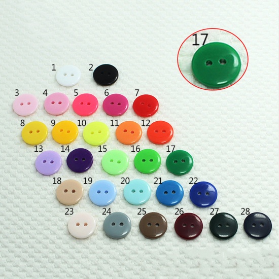 Immagine di Resin Sewing Buttons Scrapbooking 2 Holes Round Dark Green 20mm Dia, 100 PCs
