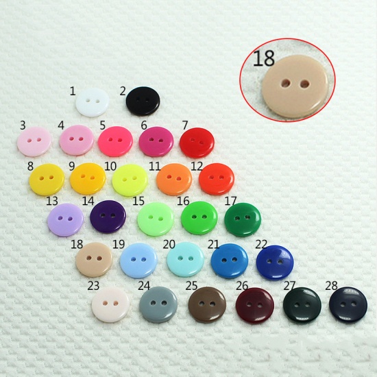 Immagine di Resin Sewing Buttons Scrapbooking 2 Holes Round Khaki 20mm Dia, 100 PCs