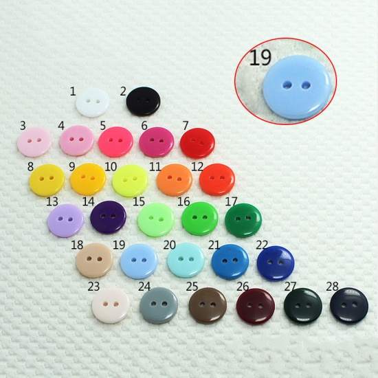 Immagine di Resin Sewing Buttons Scrapbooking 2 Holes Round Blue 20mm Dia, 100 PCs
