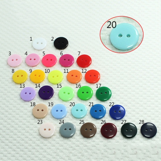 Immagine di Resin Sewing Buttons Scrapbooking 2 Holes Round Lake Blue 20mm Dia, 100 PCs