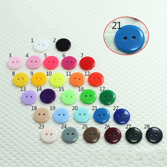 Immagine di Resin Sewing Buttons Scrapbooking 2 Holes Round Royal Blue 20mm Dia, 100 PCs