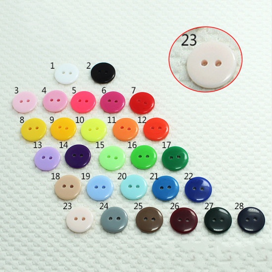 Immagine di Resin Sewing Buttons Scrapbooking 2 Holes Round Creamy-White 20mm Dia, 100 PCs