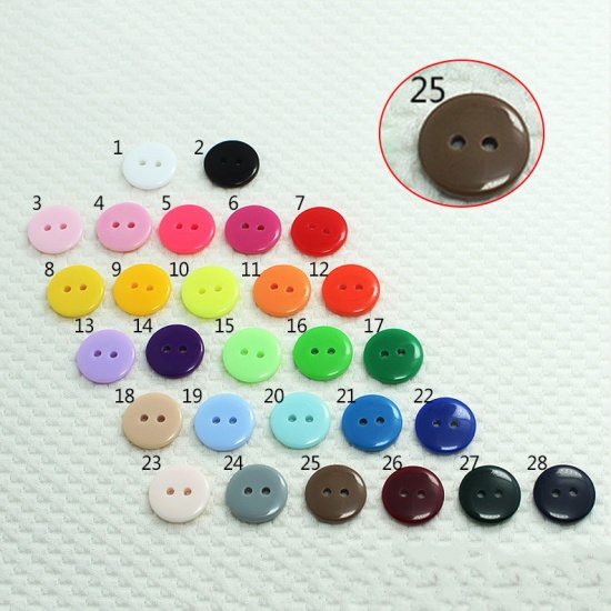 Immagine di Resin Sewing Buttons Scrapbooking 2 Holes Round Coffee 20mm Dia, 100 PCs
