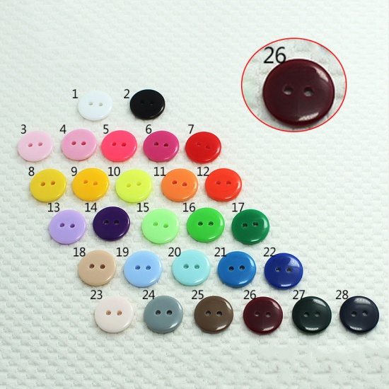 Immagine di Resin Sewing Buttons Scrapbooking 2 Holes Round Wine Red 20mm Dia, 100 PCs