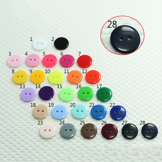 Immagine di Resin Sewing Buttons Scrapbooking 2 Holes Round Navy Blue 20mm Dia, 100 PCs
